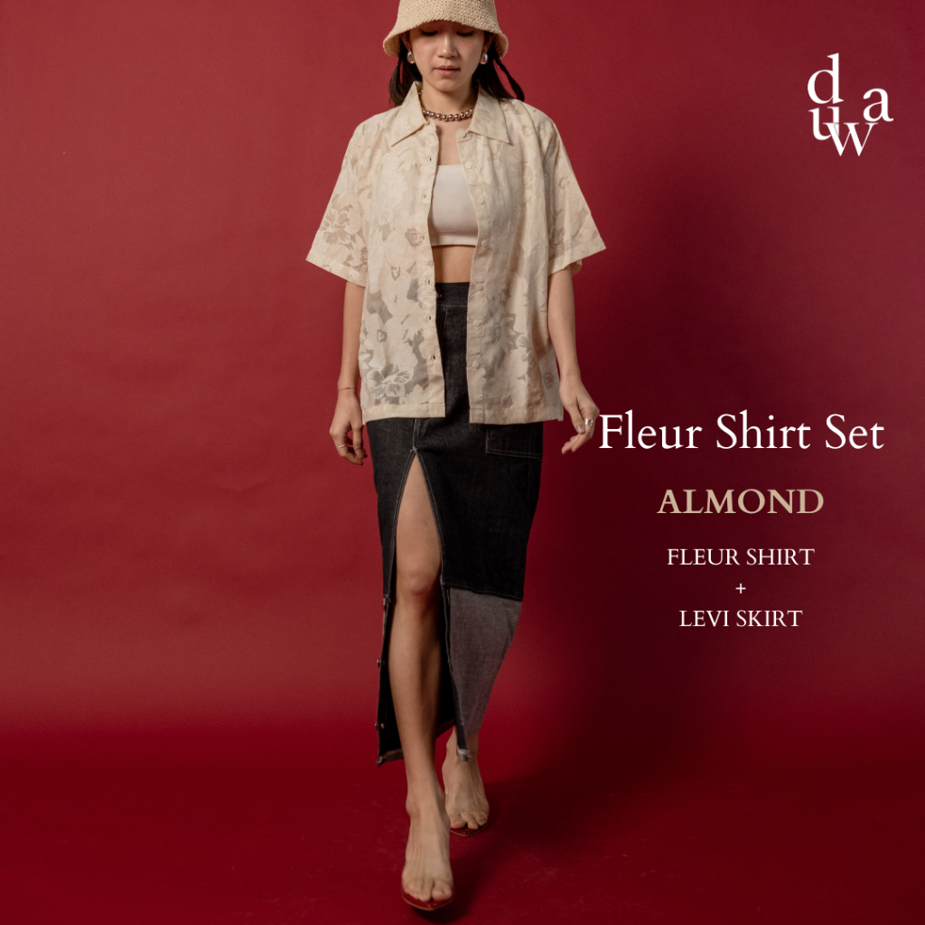 Duwa Fleur Vest Fleur Shirt Denim Jeans Set Kemeja Korea Vest Korean Denim Skirt Denim Pants Maxi De