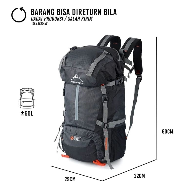 Tas Ransel Gunung 60Liter / Tas Camping Outdoor Traveling / Tas Gunung Pria Wanita