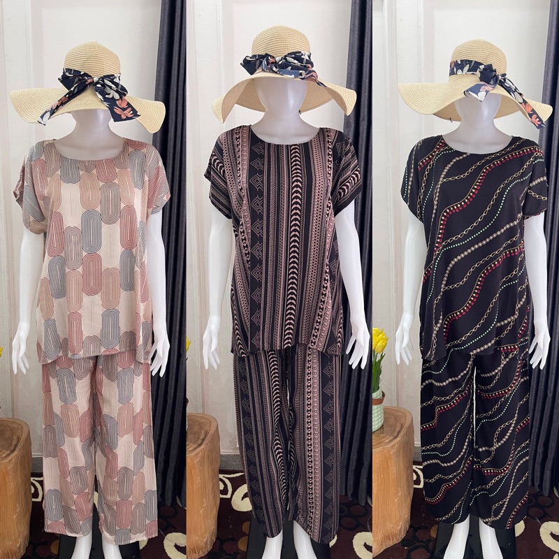 one set setelan rayon jumbo | Pajamas rayon premium | Baju setelan wanita | Baju tidur wanita