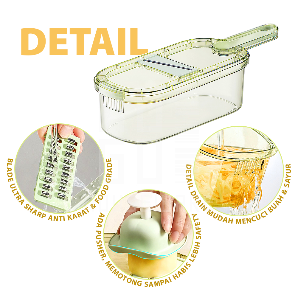 Hugo Parutan Sayur Dan Buah 8 In 1 Parutan Serbaguna Pemotong Iris Sayur Dengan Wadah Premium
