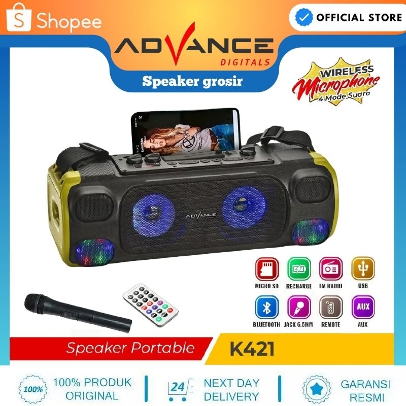 Advance K421 Speaker Bluetooth Portable 4 Inch Karaoke Mic Wireless Free Bubble Wrap K-421