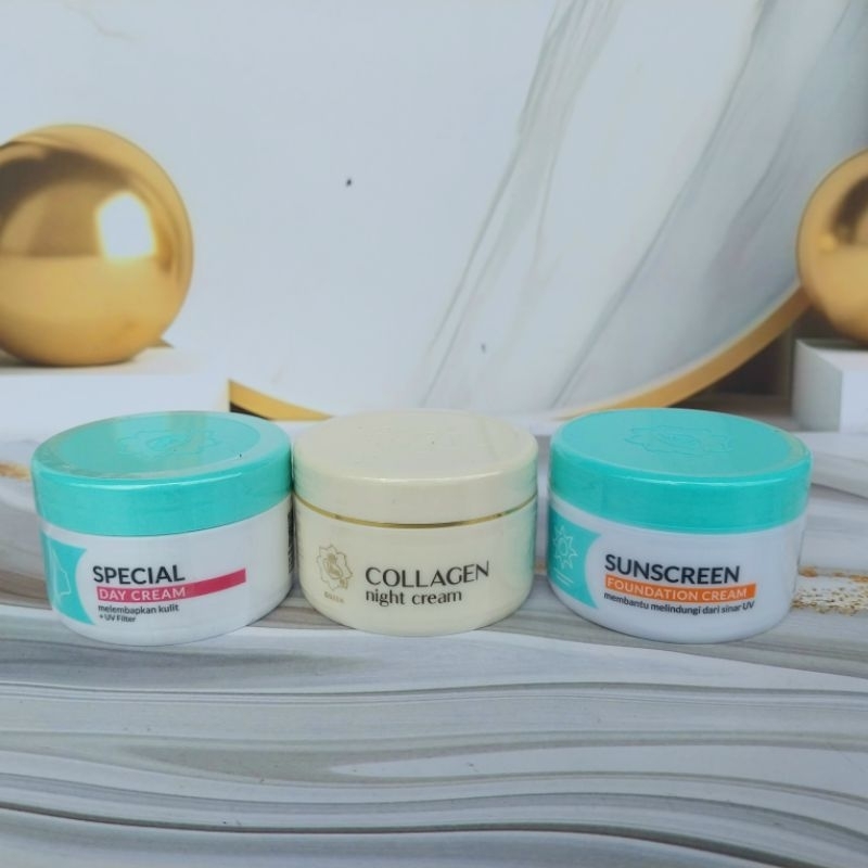 (VIVA) paket skincare siang malam (sunscreen.special day.collagen night cream)