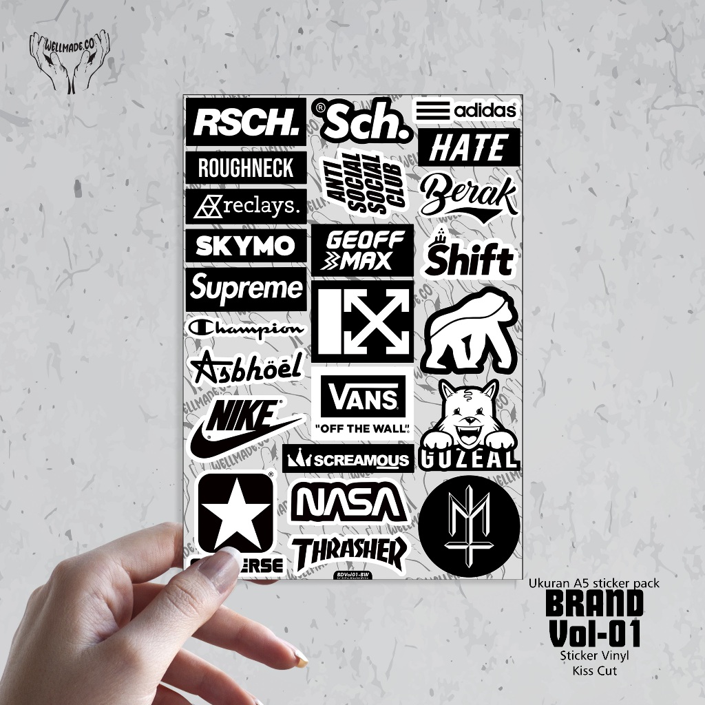 

Sticker Pack BRAND Tumblr Helm Laptop Lokal VOL1 BLACK & WHITE