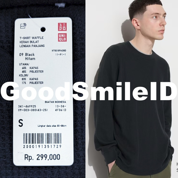 SALE LAST Men T-Shirt Waffle Crew Neck LENGAN PANJANG KAOS PRIA COWOK BAJU SWEATER JASTIP UNIQLO