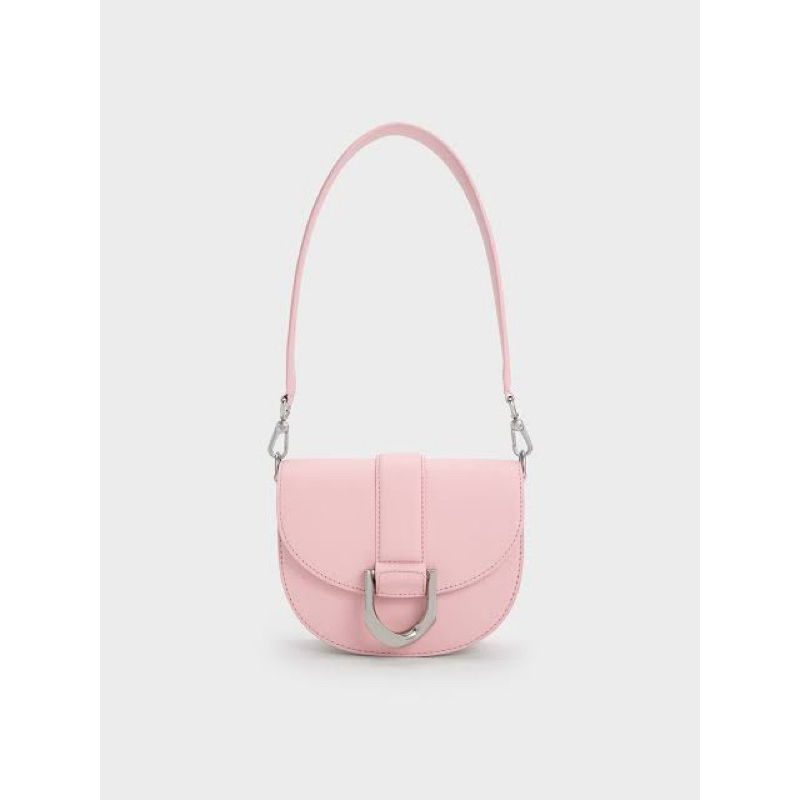 Charles and Keith Mini Pink Gabin Saddle Bag