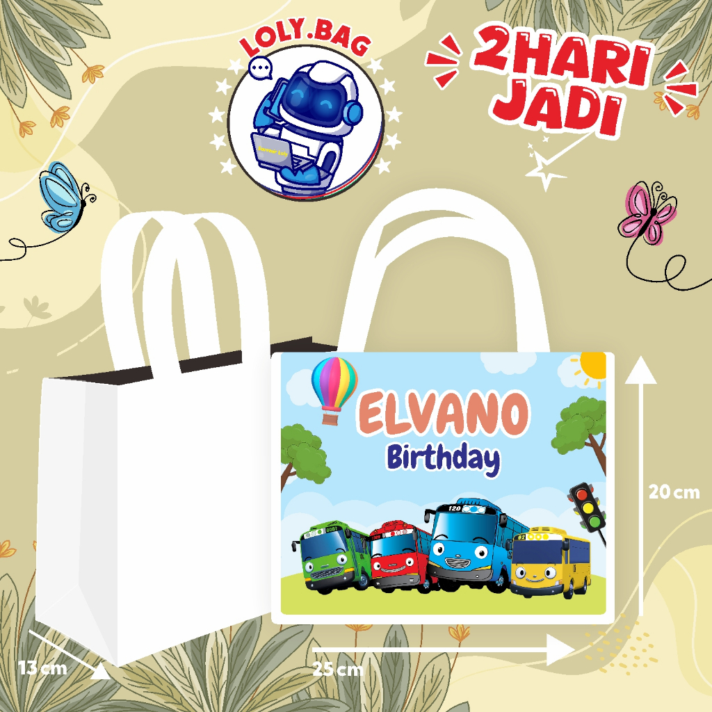 

Tas Ultah / Tas Ulang Tahun Murah/Goodie bag murah/souvenir ultah/Tas tema Tayo