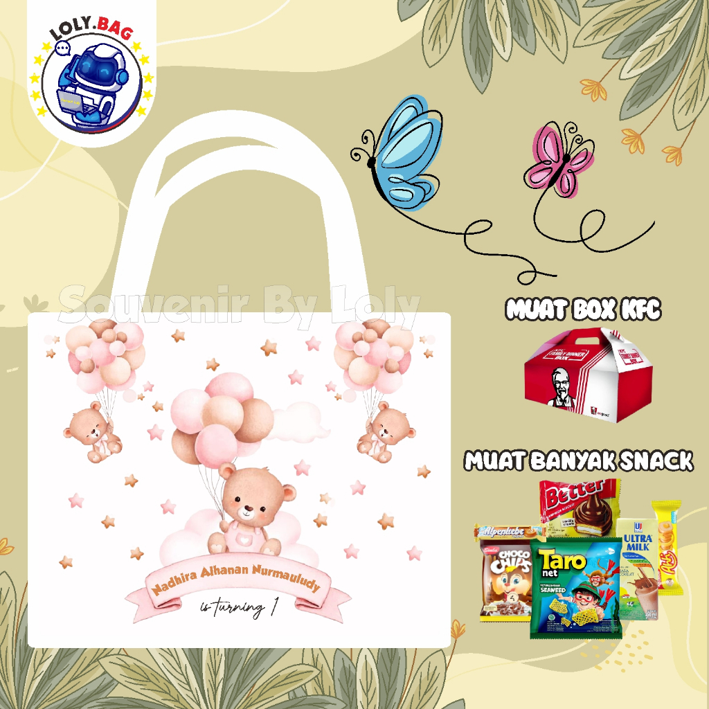 

Tas Ultah / Tas Ulang Tahun Murah/Goodie bag murah/souvenir ultah/Tas tema Flying Teddy Bear