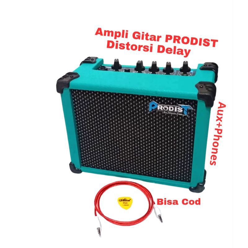 Ampli Gitar Distorsi Delay-Ampli Gitar Mini 4 Inch Sudah Distorsi Delay Aux Phones