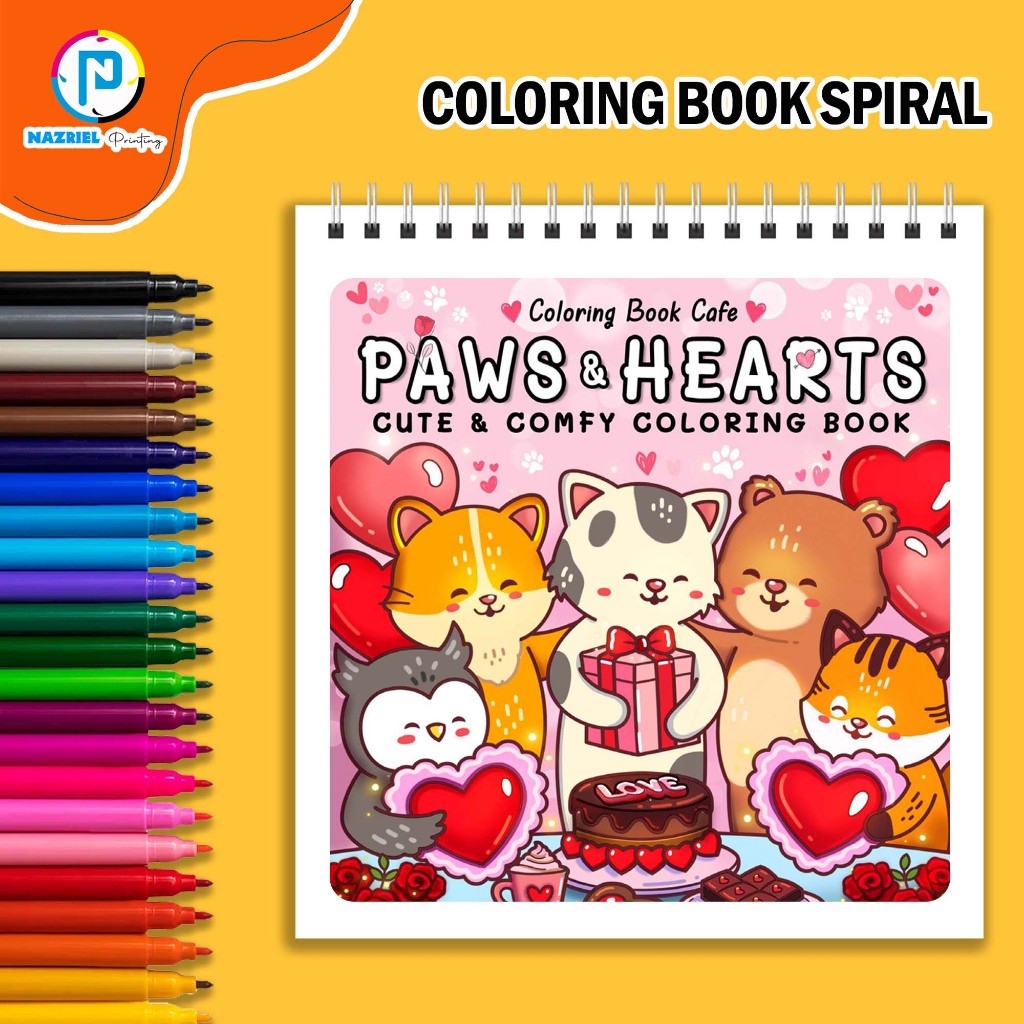 

Paws & Hearts by Coloring Book Cafe Coloring Book Buku Mewarnai Spiral