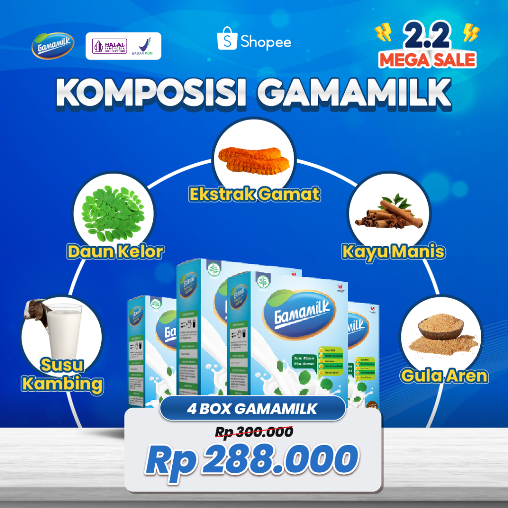 

GAMAMILK 4 BOX - SUSU ETAWA Dengan Ekstrak Gamat dan Ekstrak Daun Kelor