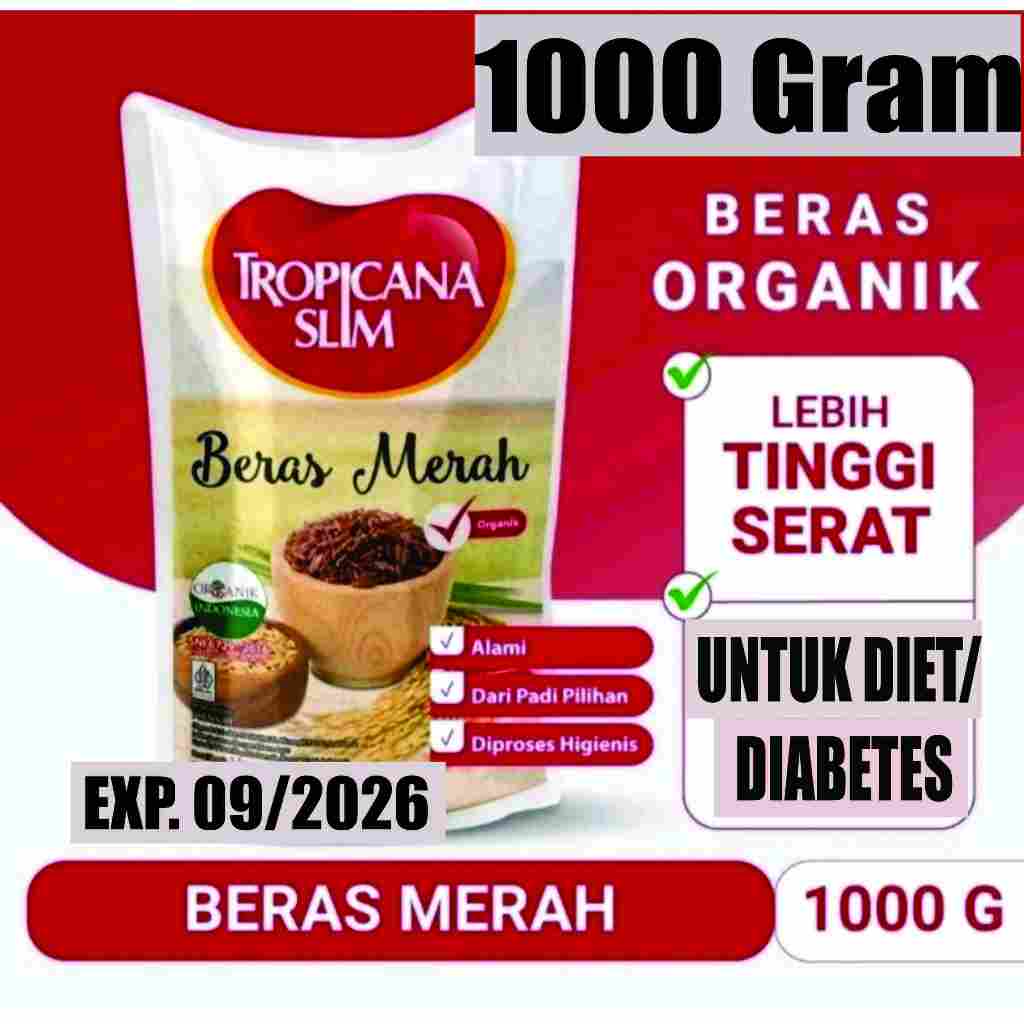 

TROPICANA SLIM Beras Merah Organik Diet Diabetes Pulen Tinggi Serat 1Kg