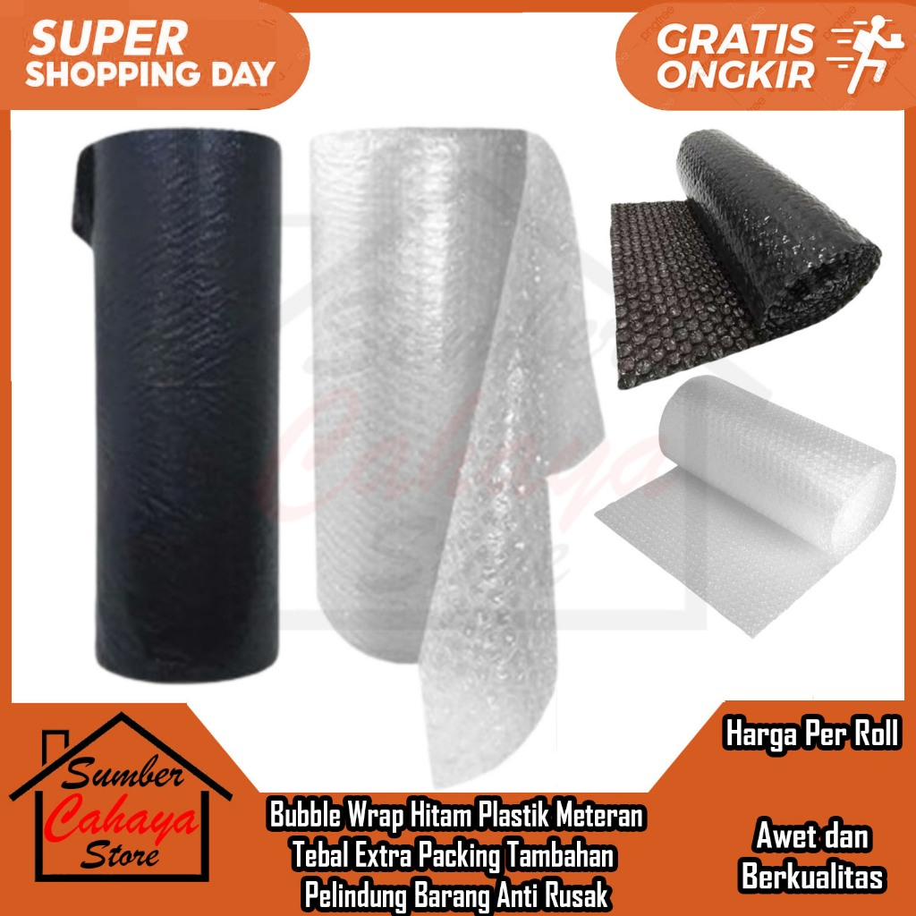 

Bubble Wrap Hitam Putih 1 Roll 125cm x 50m Bening Plastik Meteran Roll Tebal Extra Packing Tambahan Pelindung Barang Anti Rusak Pembungkus Paket Lebar Besar Kecil Pengiriman Barang Pecah Belah Jumbo ADL Makanan Tanaman Berkualitas