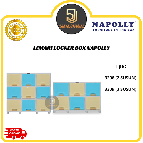 Lemari Pakaian Susun Plastik Napolly 2 Susun, 3 Susun - 3206/3309 Lemari Plastik Napolly