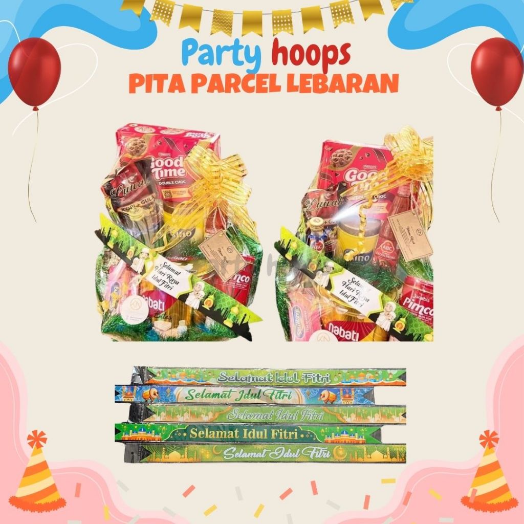 

10pcs Pita Slempang Lebaran Uk 64x4cm dan 49,5 x 3 cm Pita Slempang Idul Fitri Papperbelt Hiasan Parcel Partyhoops