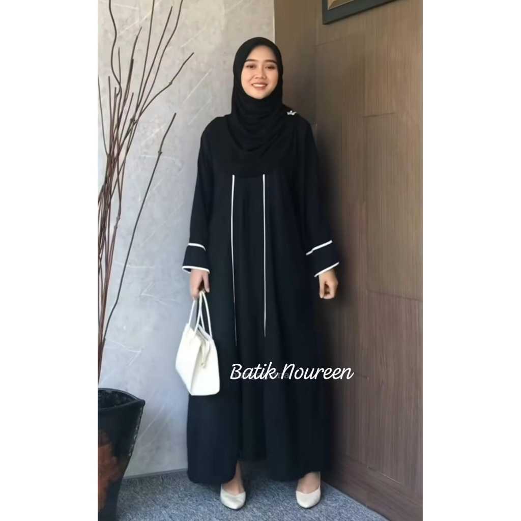Abaya Turkey Daily Gamis Remaja Bahan Kringkel Premium. Abaya Hameeda List Putih Gamis Lebaran