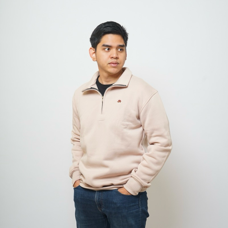 [CLEARANCE]  Echidna -  Quarter Zip Pullover Jacket Beige