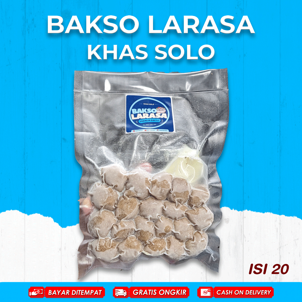 

Bakso Sapi Premium Larasa Isi 20 – Bakso Khas Solo, Kenyal, Gurih, Halal, & Bisa COD!