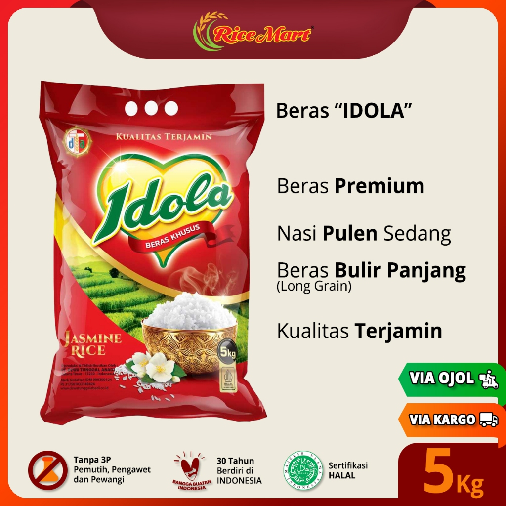 

Beras IDOLA 5 kg - Beras Premium - Pulen Sedang - Produk Indonesia