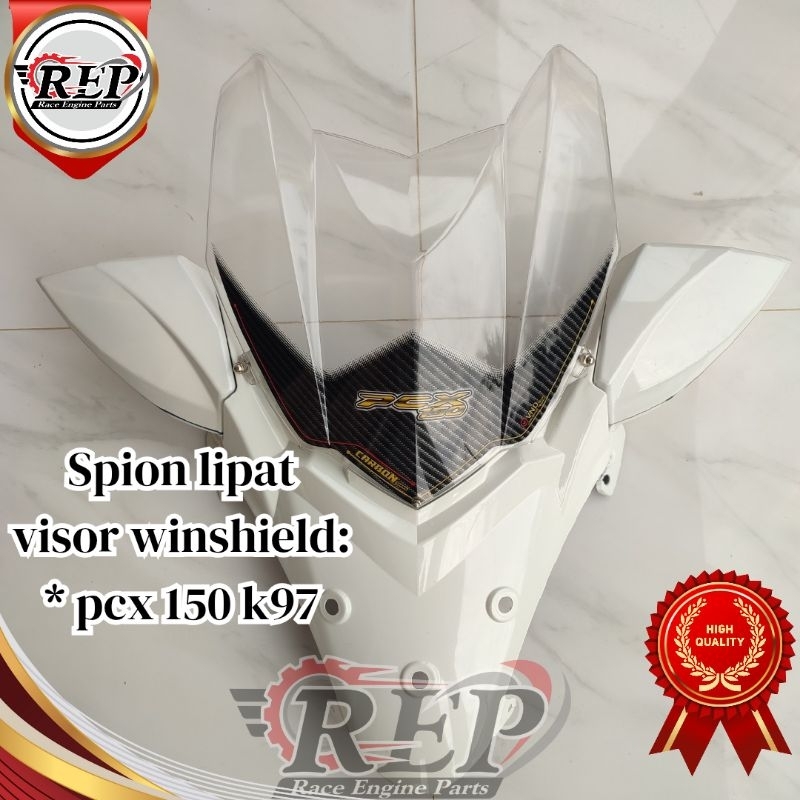 spion lipat tameng visor winshield carbon pcx 150 kode k97