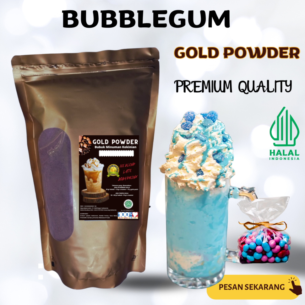 

Gold powder drink RASA BUBBLEGUM 1 Kg Bubuk minuman instan premium serbuk minuman permen karet biru