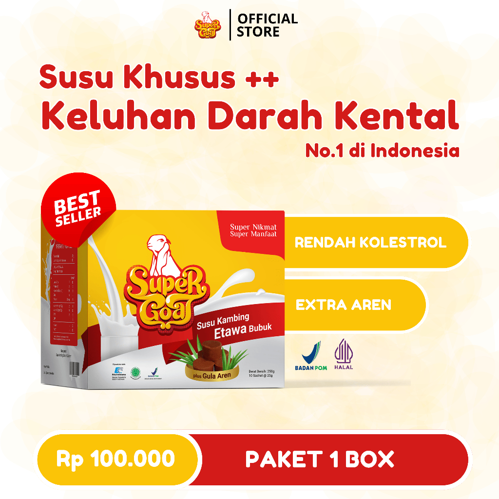 

Supergoat Aren – Susu Kambing Sehat untuk Kolesterol, Asam Urat & Sendi