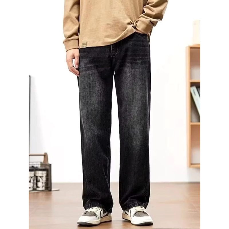 Celana Jeans Panjang Pria Loose Pants Celana Jeans Pria Korean Style Hitam Whisker Abu Whisker Biru 