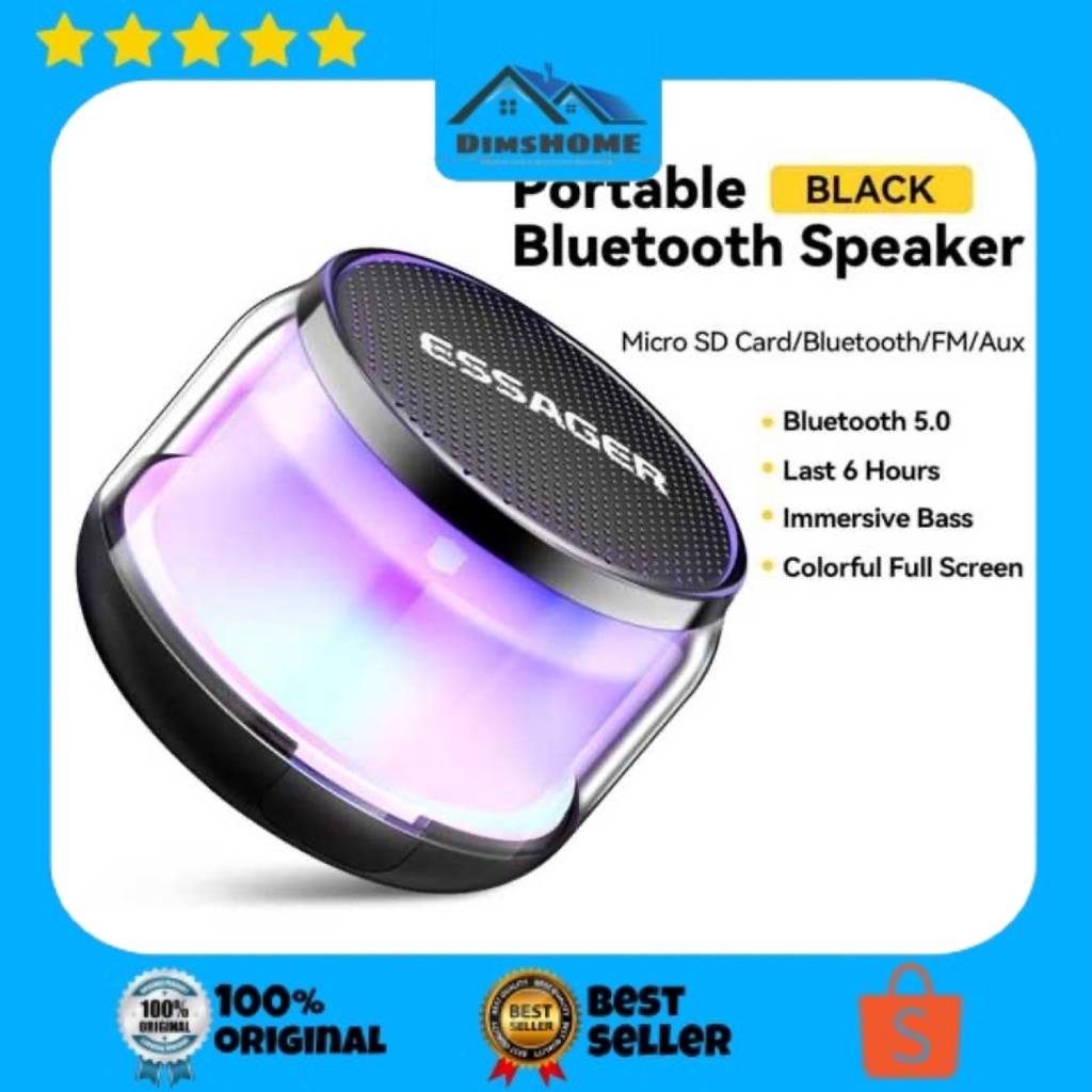 ESSAGER Portable Speaker Bluetooth 5.0 RGB Light 360 Degree 500 mAh - ES-YX01