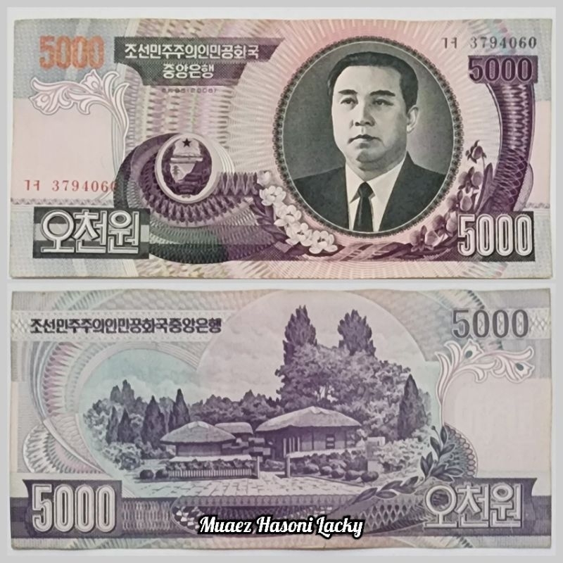 Koleksi Korea Utara Won Pecahan 5000 Won Original