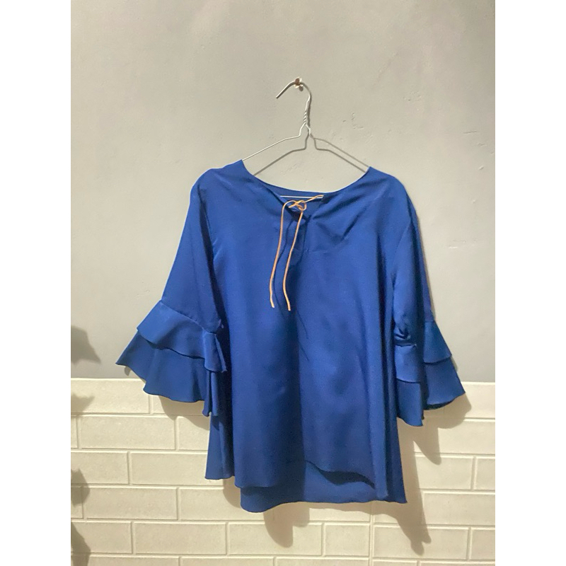 preloved || blouse biru dongker