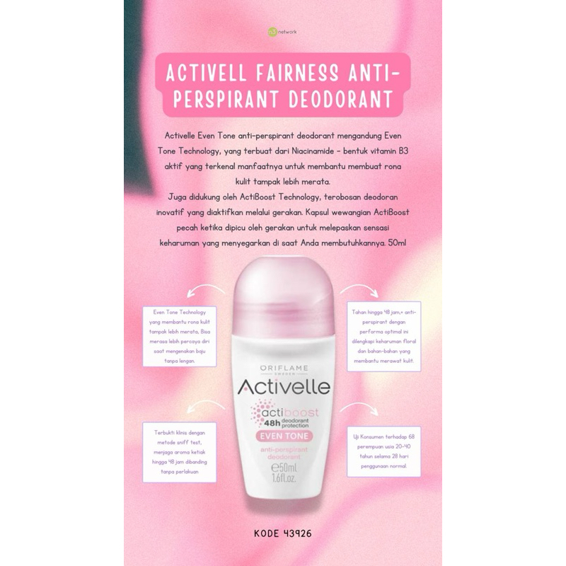 Activelle Even Tone Anti-Perspirant Deodorant Oriflame