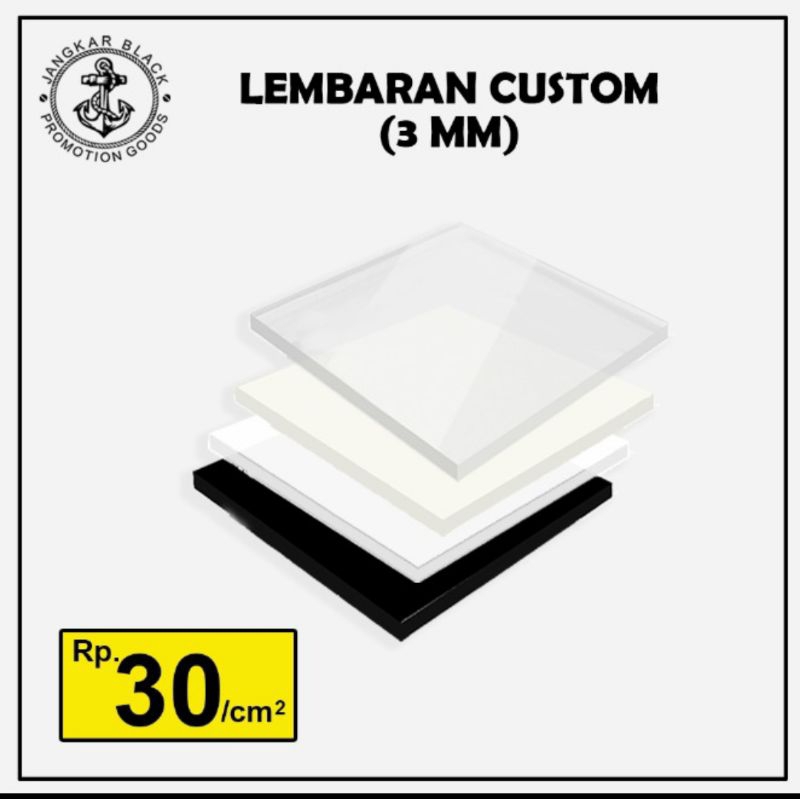 

Akrilik Acrylic Tebal 3mm Potongan Custom Persegi l Kotak