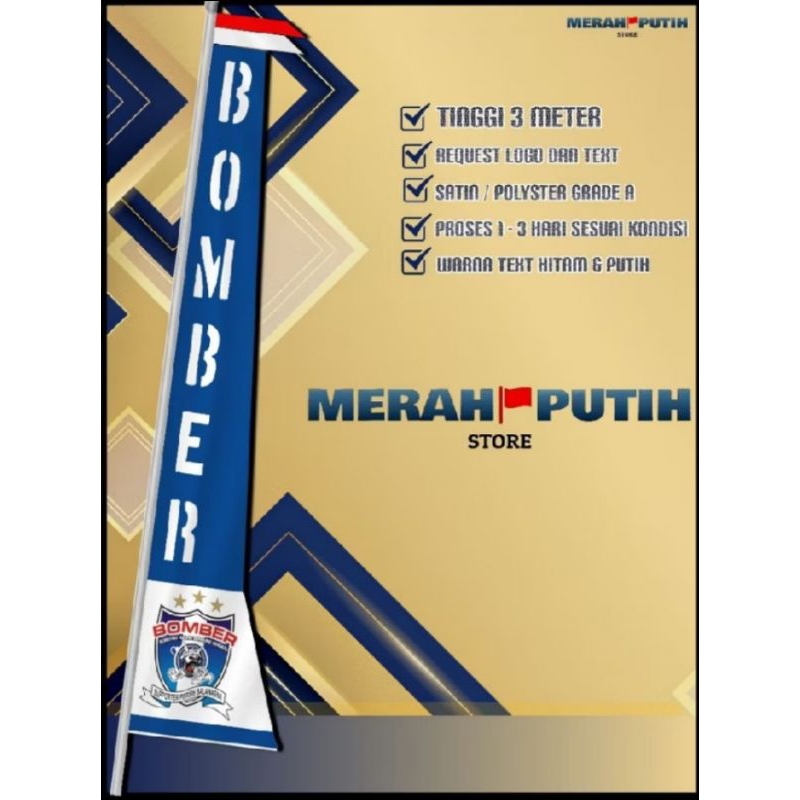 umbul-umbul custom 4meter request sablon logo & tulisan