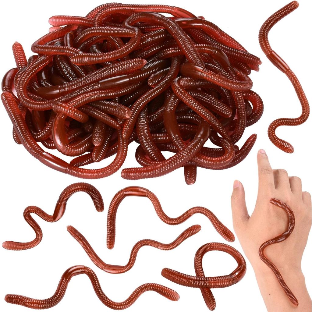 Mainan Prank Cacing Tanah Besar Alaska Dekorasi Halloween Anak Usil Fake Earthworm Stress Relief Toy