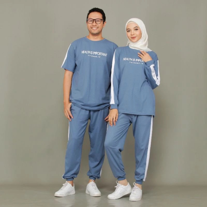 Setelan Baju Olahraga Pria Dan Wanita Muslim Model Kekinian Cocok Buat Couple Olahraga Joging Senam 