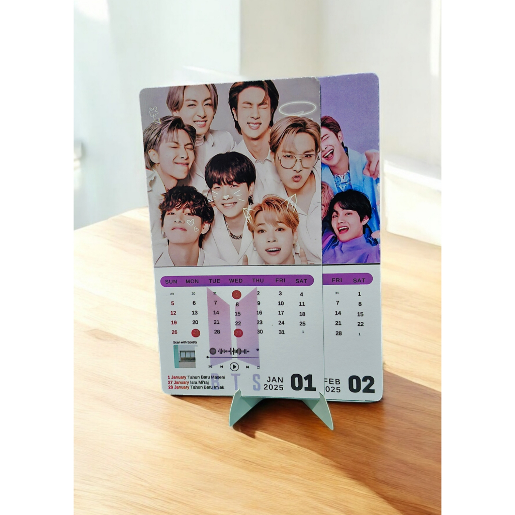 

BTS CALENDAR 2025 / KALENDER BTS SUPPORT SCAN SPOTIFY / DESK CALENDAR 2025