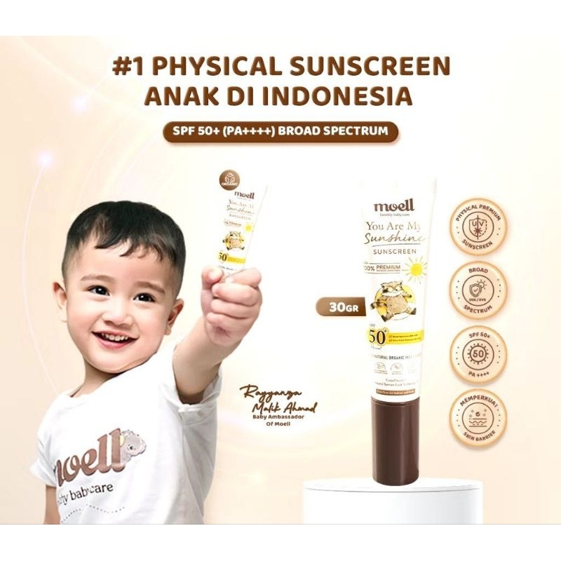Moell Sunscreen Anak Indonesia SPF50+ PA+++ Broad Spectrum 30gr