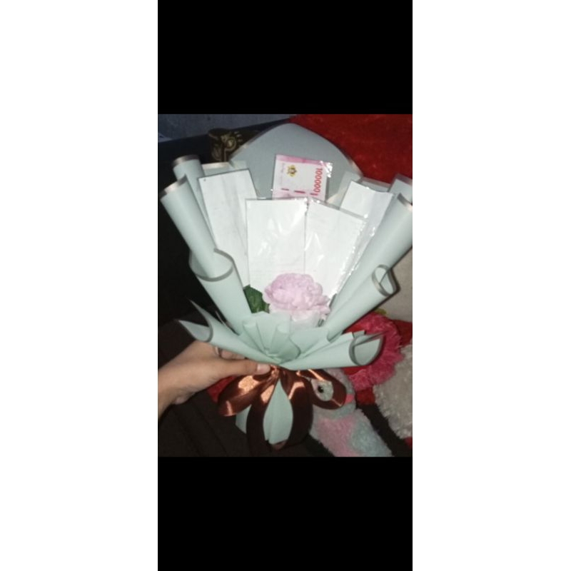 buket uang kosong 20 slot pakai hiasan bunga