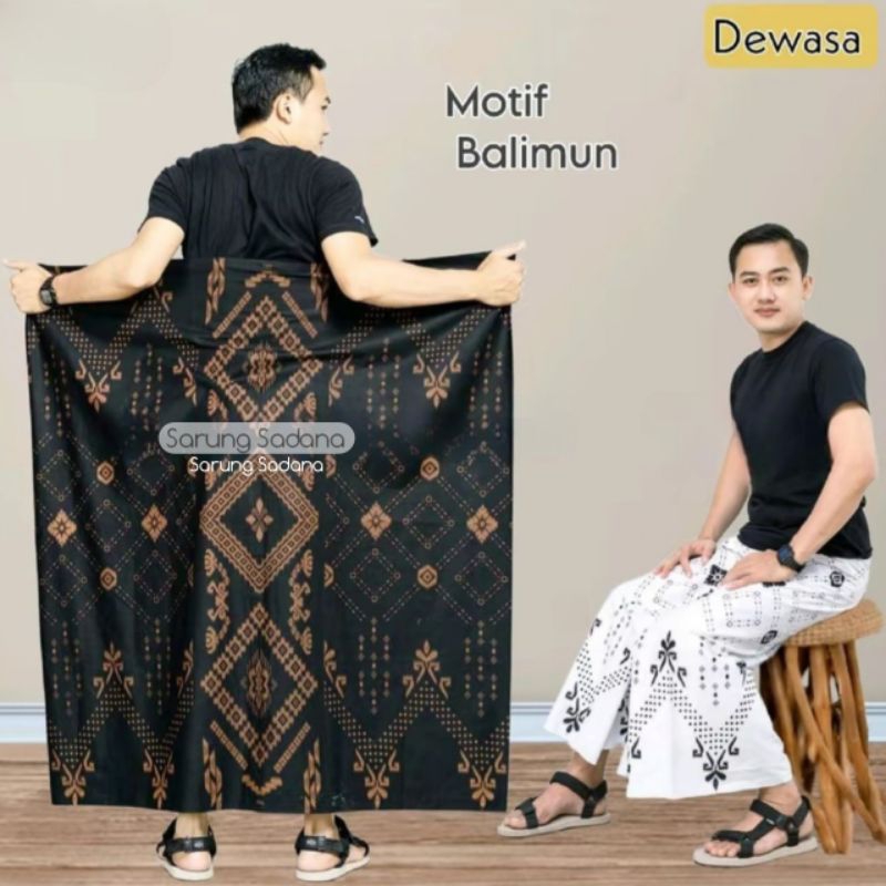 SARUNG BATIK PRIA HITAM PUTIH DEWASA MOTIF PALAIKAT WADIMOR WARNA TUMPAL KAIN SARUNG SAMPING TERBARU