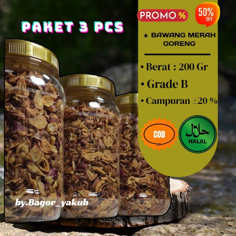 

Bawang Goreng, Bawang Merah Goreng paket 3 pcs, Bawang Goreng Asli tanpa campuran