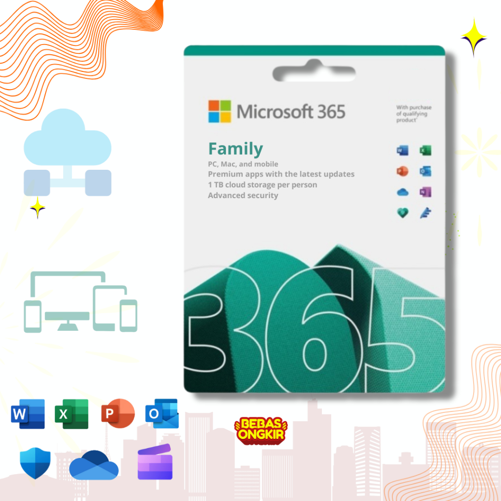 Microsoft Family 365 + OneDrive 1TB - Langganan Resmi, Aman Tanpa Risiko Hapus