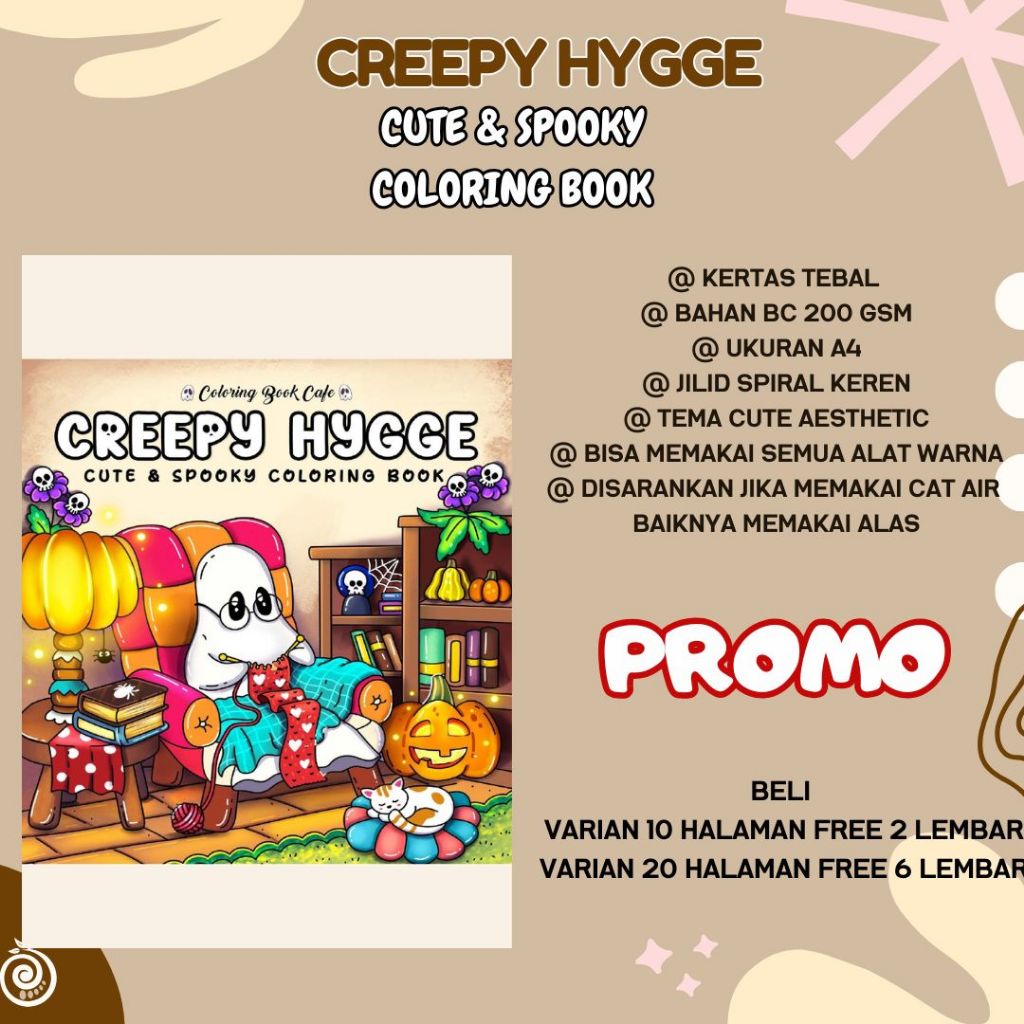 

CREEPY HYGGE Coloring Book Buku Mewarnai Anak Remaja Dewasa Aesthetic Ukuran Kertas A4 Tebal 220gsm