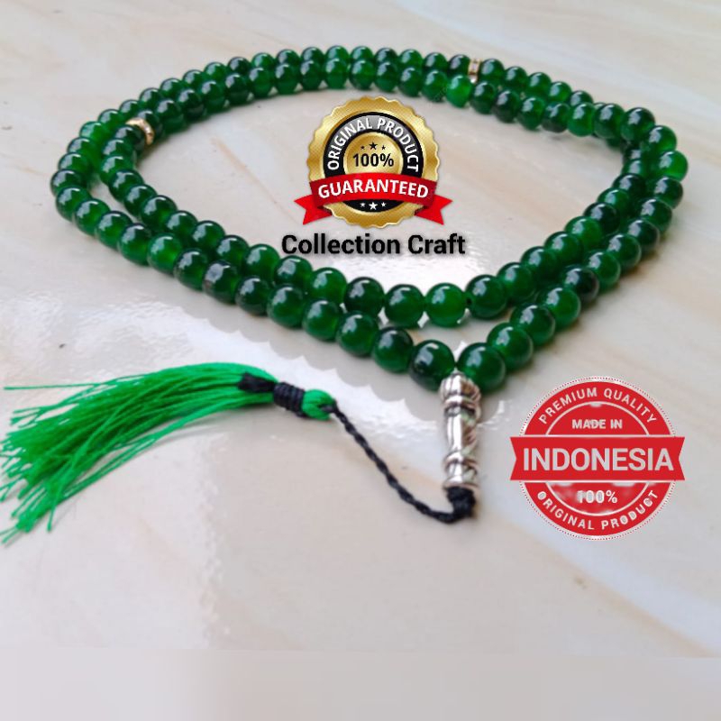 ✅ Tasbih batu giok aceh  hijau asli  99 butir 8 mm Original