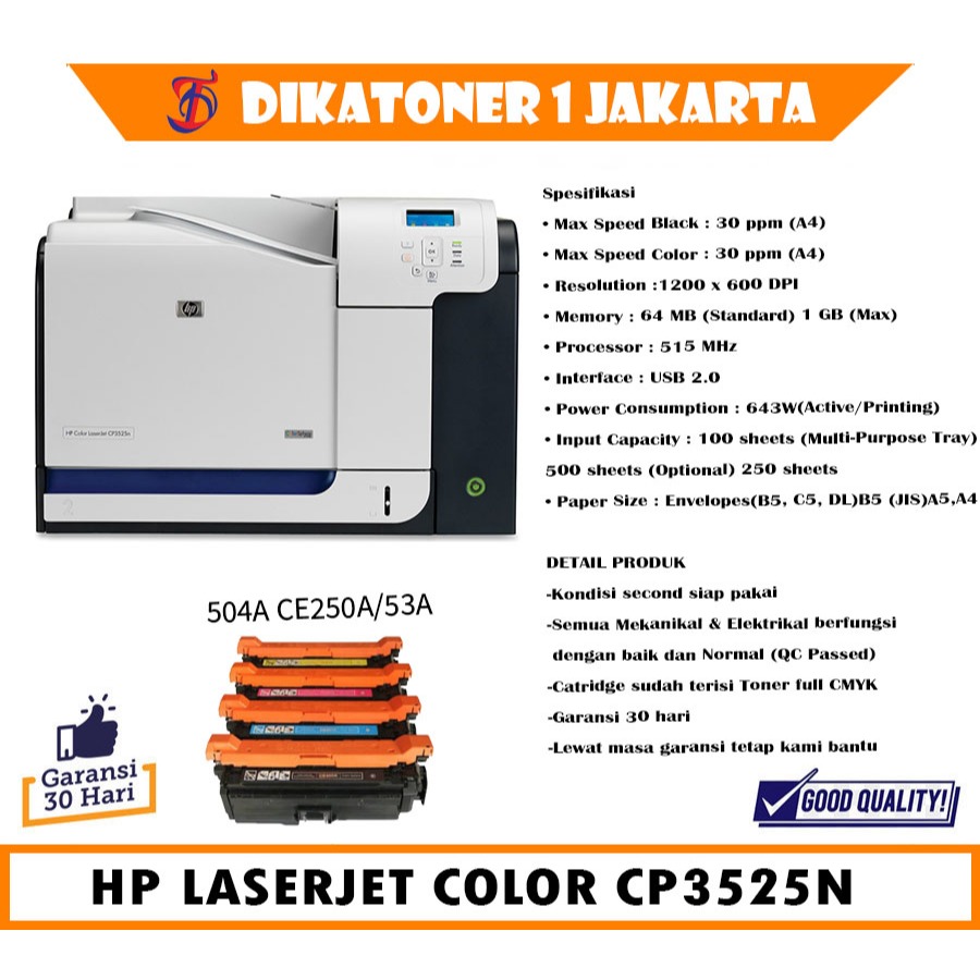 Printer Hp LaserJet Color CP3525n CP3525 CP3525DN DUPLEX A4 F4