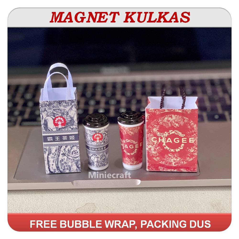 PAKET MAGNET KULKAS MINIATUR CUP TEH CH*GEE & SH*PB*G