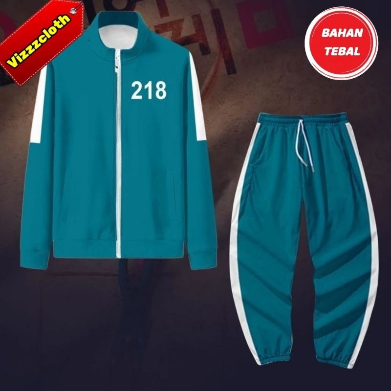 JAKET SQUID GAME SETELAN SATU SET OVERSIZE JUMBO