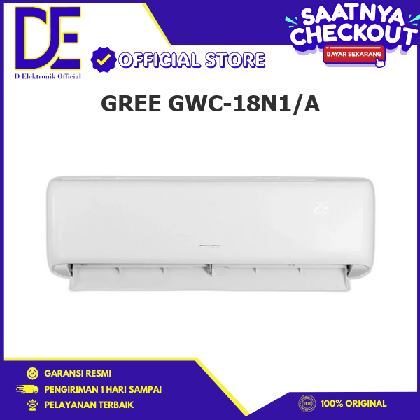 (KHUSUS LUAR KOTA) GREE GWC-18N1/A AC GREE  2 PK Split Standart Deluxe GWC18N1A/18N1 unit only ( ind