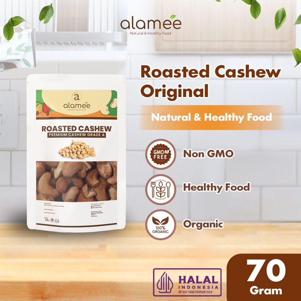 

ALAMEE Roasted Cashew Organic Kacang Mede Panggang Organik Mete Mente Oven Matang Premium Mini 70gr