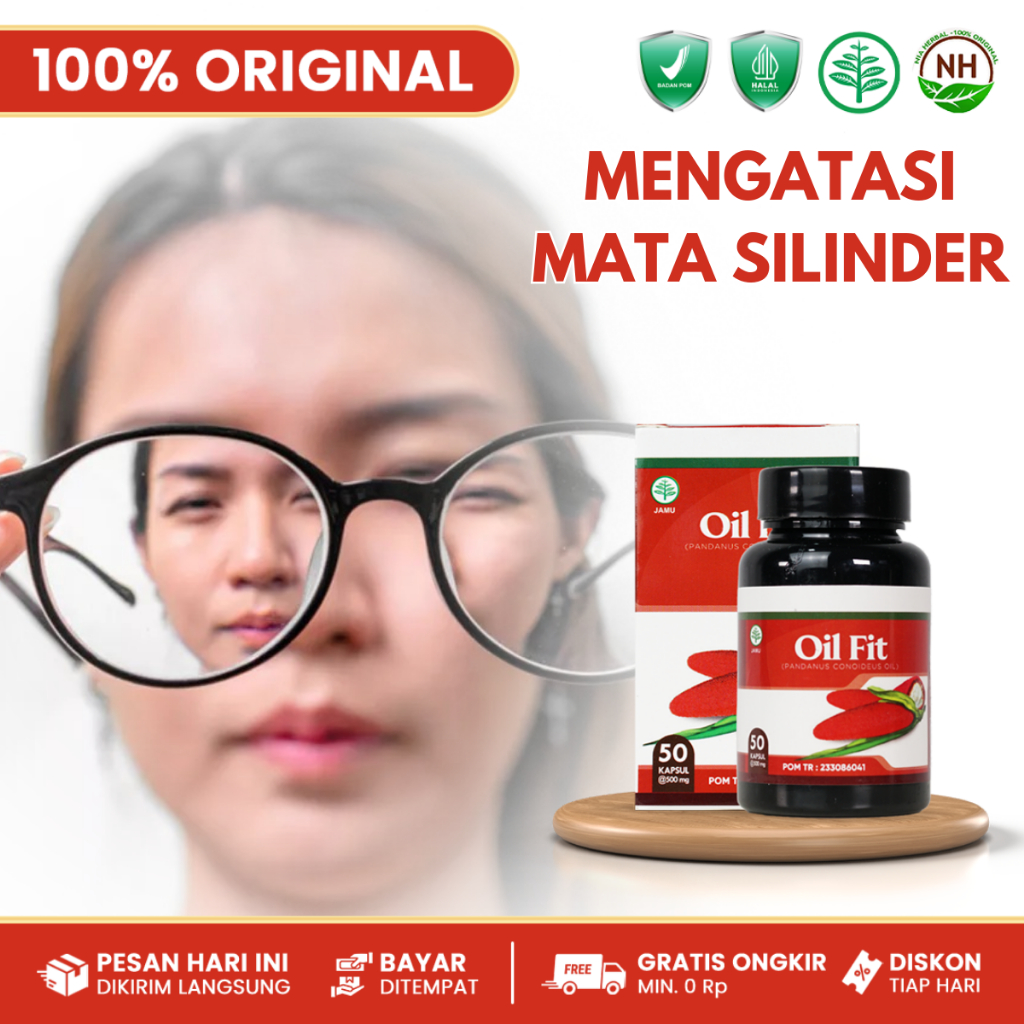 Oil Fit 50 Kapsul - Obat Mata Minus & Silinder - Obat Mata Berlemak - Obat Pterygium - Obat Glaukoma
