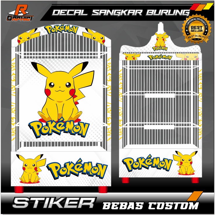STICKER SANGKAR burung motif pokemon spongebob CUSTOM DECAL KANDANG KOTAK STIKER EBOD JAYA ORIQ BNR 