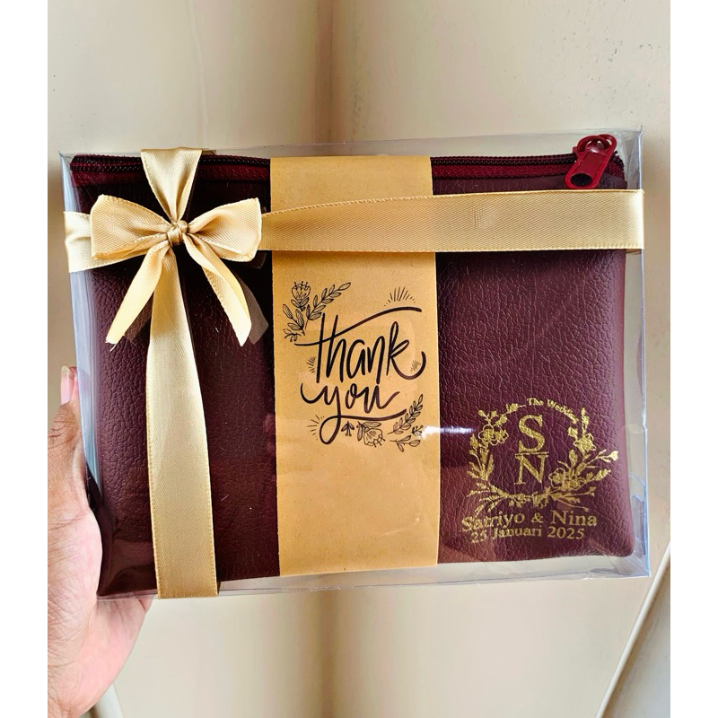 Souvenir Pernikahan Murah Pouch Kulit/Pouch Kanvas Kemas Mika